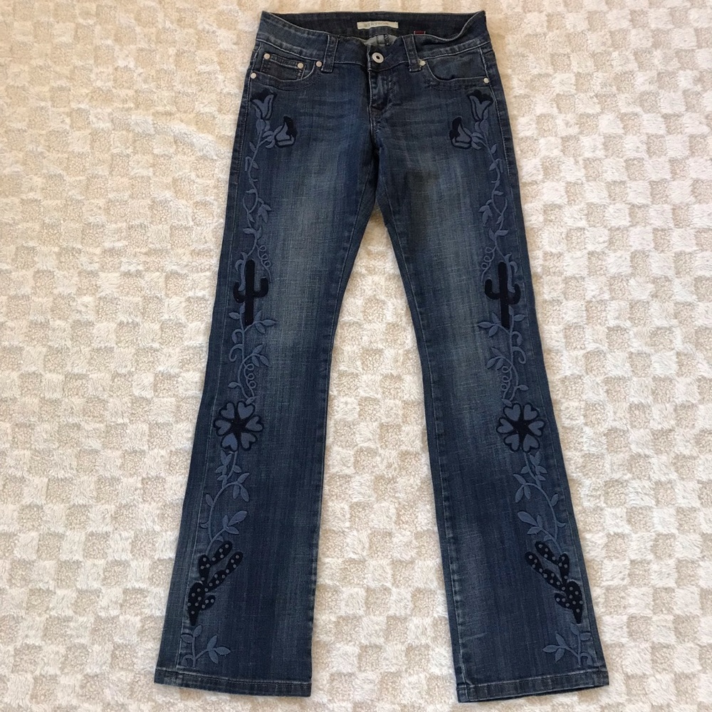 Stetson Dark Blue Embroidered Boot Cut Jeans